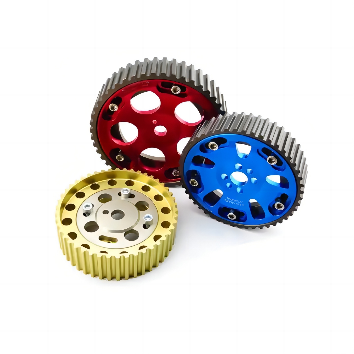 Color-anodized CNC-machined aluminum automobile timing gears